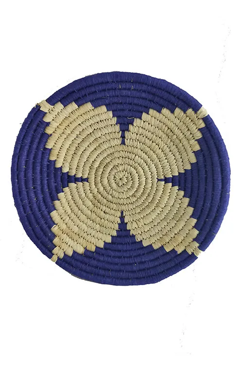 10' Natural and Blue Handmade Wall Decor of Sabai Grass