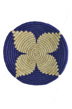 10' Natural and Blue Handmade Wall Decor of Sabai Grass