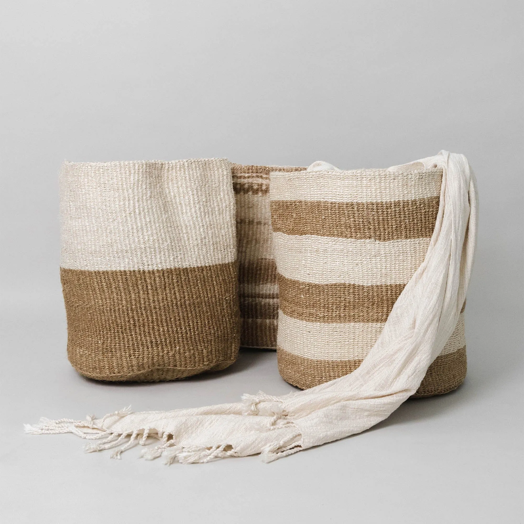 18" Sisal Basket | Stripes