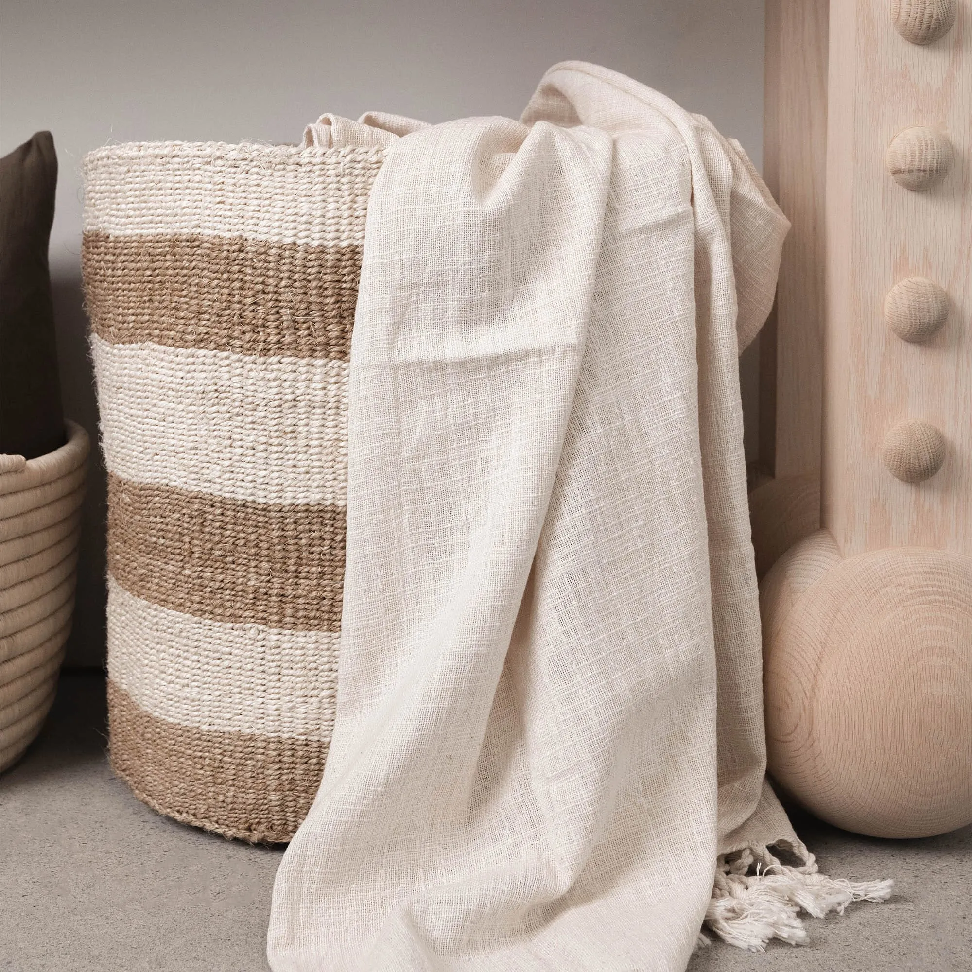 18" Sisal Basket | Stripes