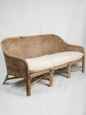 1970s French Cane & Wicker Settee - 3 seat
