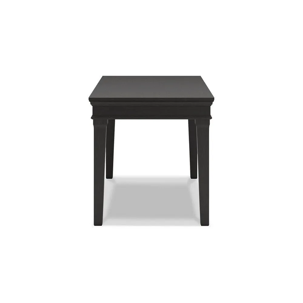 63 Inch Home Office Desk, Rectangular Tabletop, Vintage Black Finish By Casagear Home