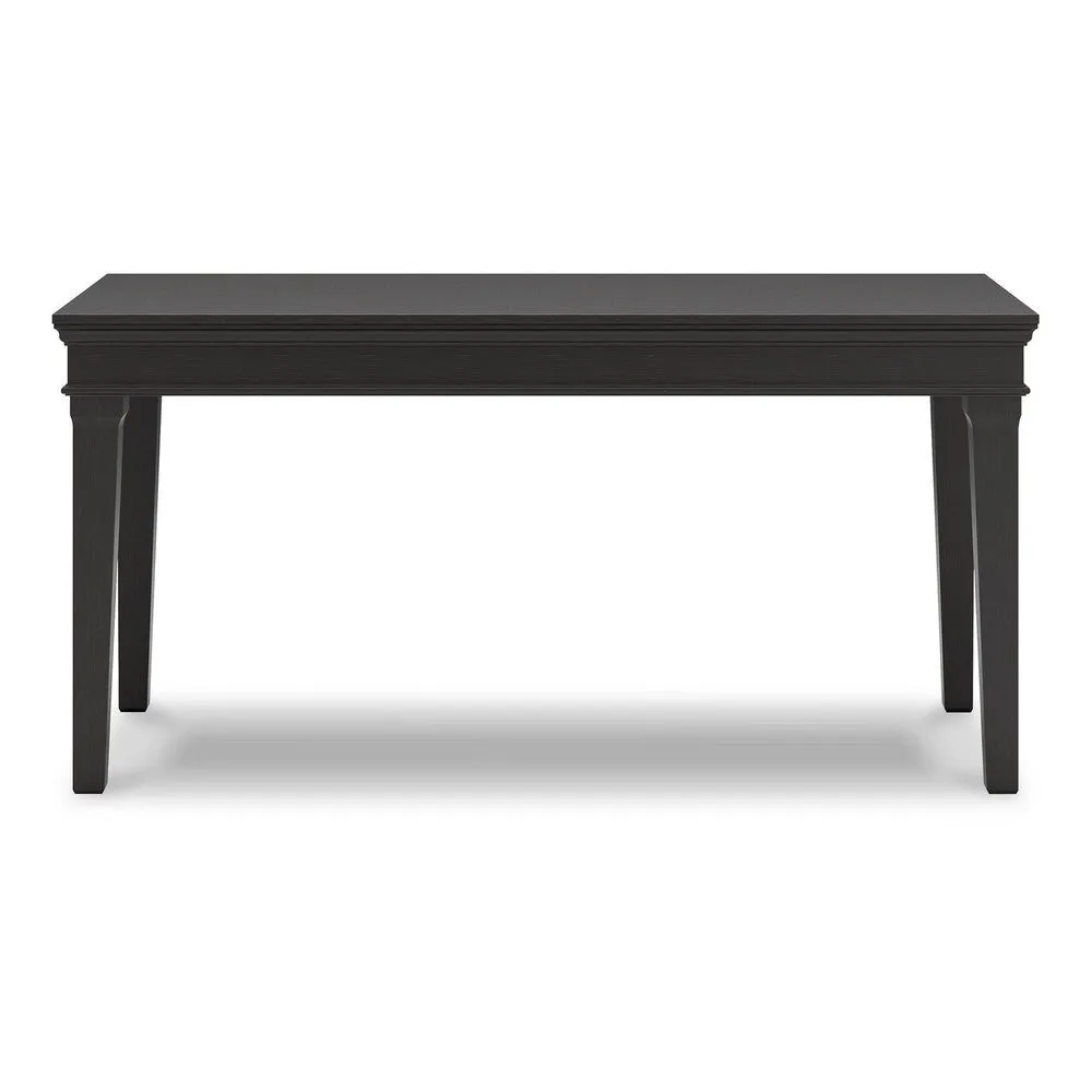 63 Inch Home Office Desk, Rectangular Tabletop, Vintage Black Finish By Casagear Home