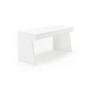 63 Inch Office Desk, 3 Drawers, Modern Glossy White with Steel Metal Frame By Casagear Home