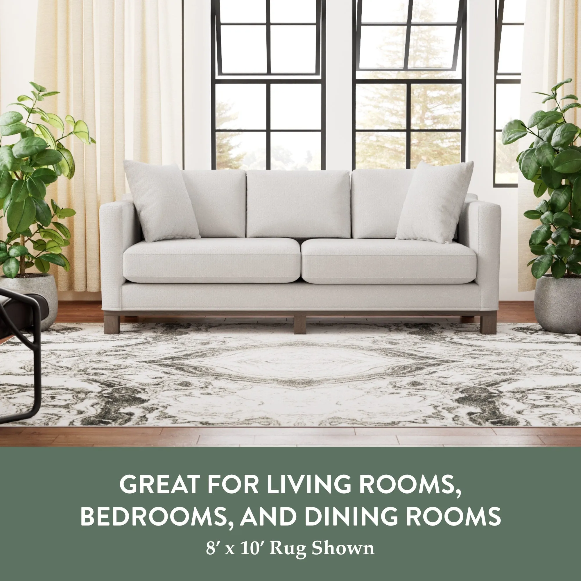 Abstract Gray Modern Marble Area Rug