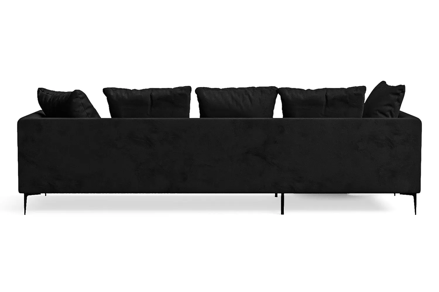 Aprilia 3 Seater Left Hand Facing Chaise Lounge Corner Sofa Black Velvet