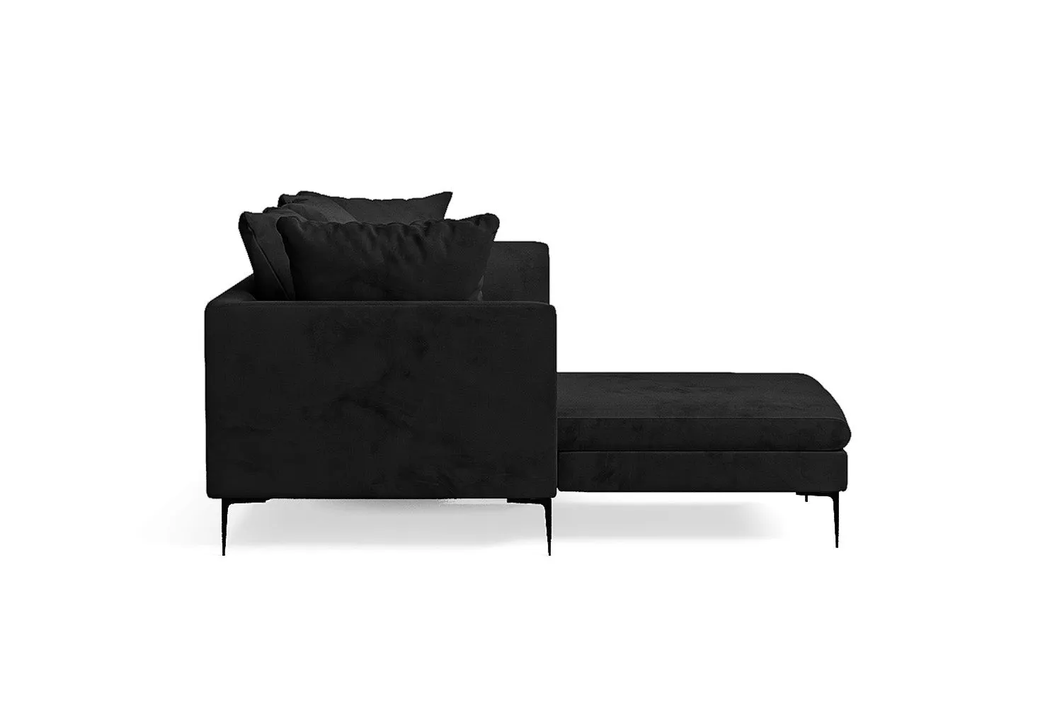 Aprilia 3 Seater Left Hand Facing Chaise Lounge Corner Sofa Black Velvet