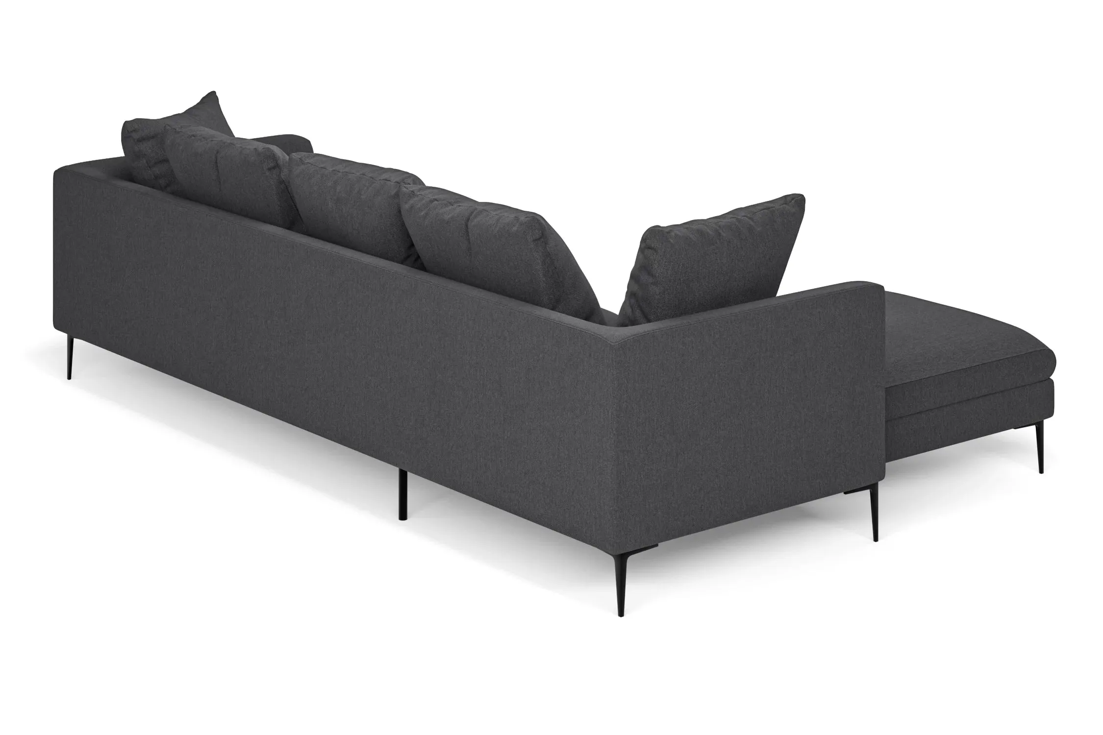 Aprilia 3 Seater Left Hand Facing Chaise Lounge Corner Sofa Dark Grey Linen Fabric
