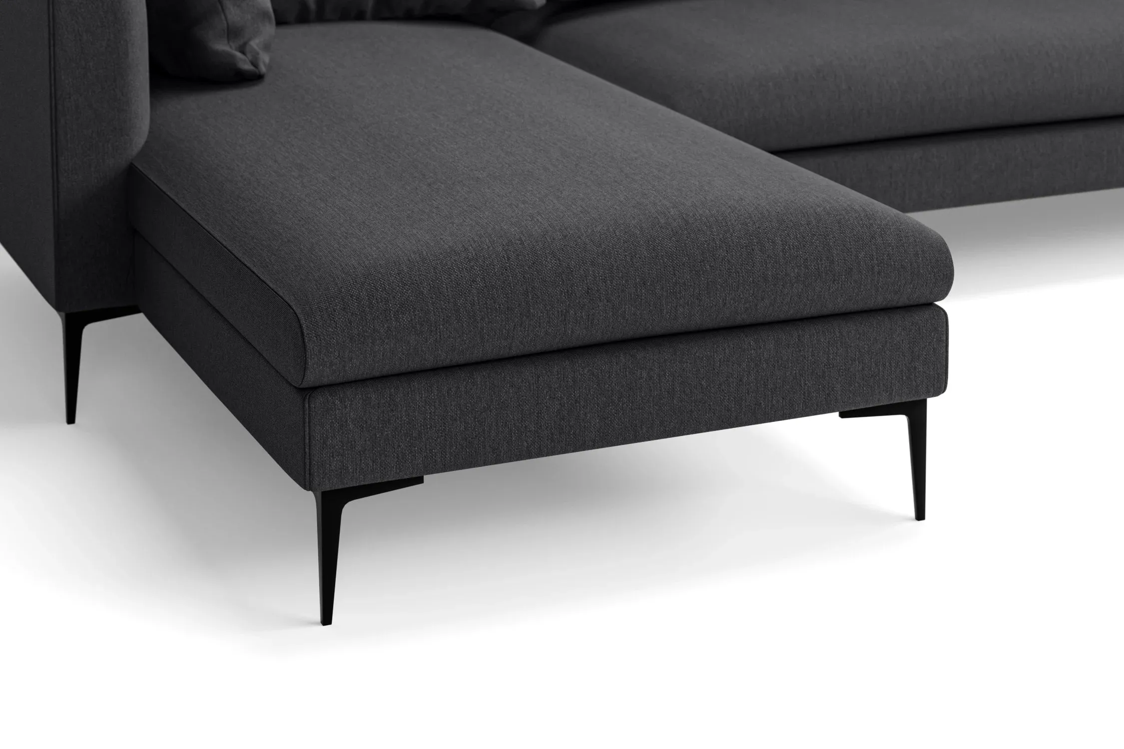 Aprilia 3 Seater Left Hand Facing Chaise Lounge Corner Sofa Dark Grey Linen Fabric