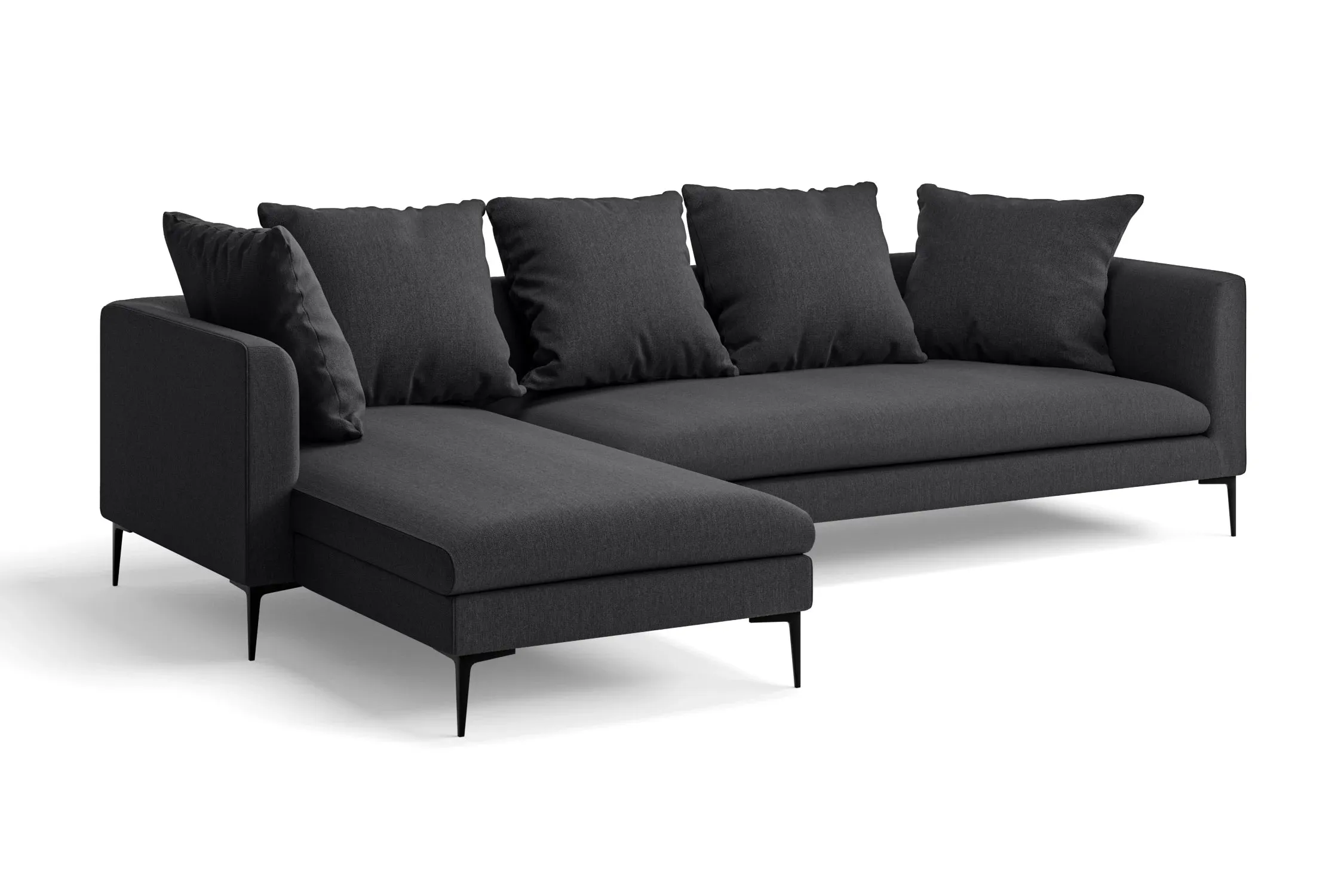 Aprilia 3 Seater Left Hand Facing Chaise Lounge Corner Sofa Dark Grey Linen Fabric