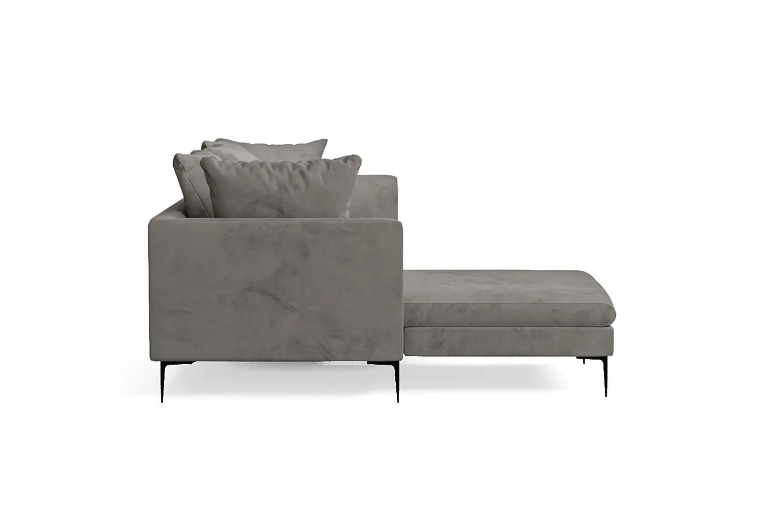 Aprilia 3 Seater Left Hand Facing Chaise Lounge Corner Sofa Grey Velvet