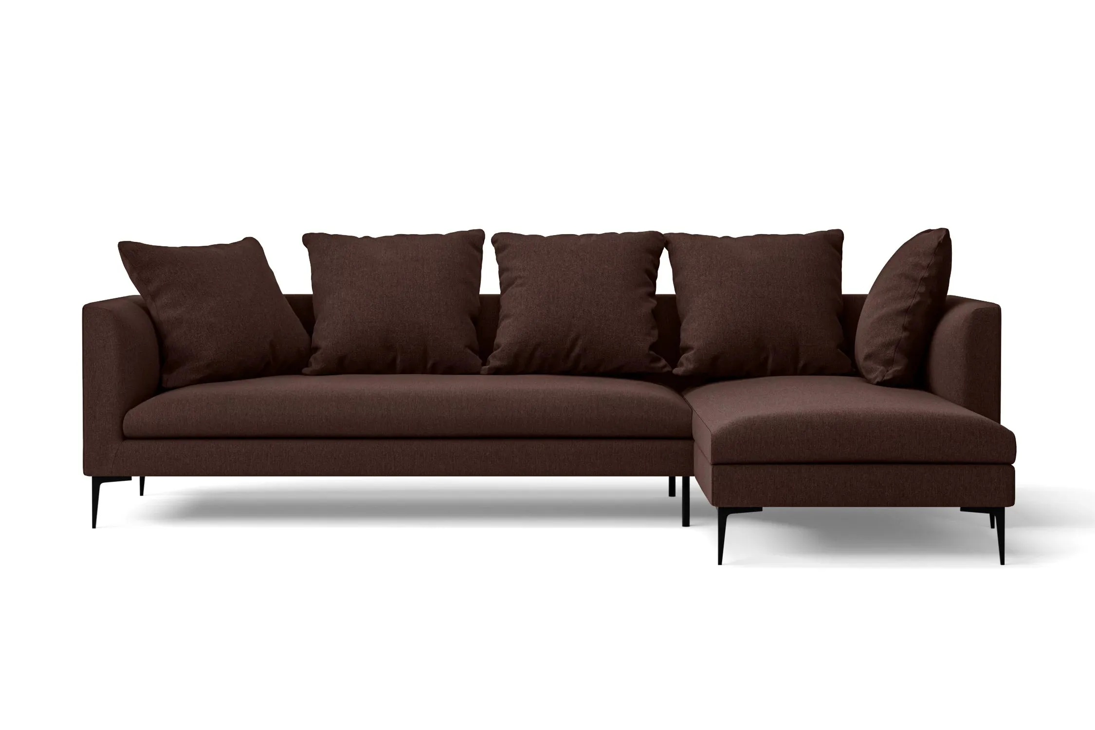 Aprilia 3 Seater Right Hand Facing Chaise Lounge Corner Sofa Coffee Brown Linen Fabric