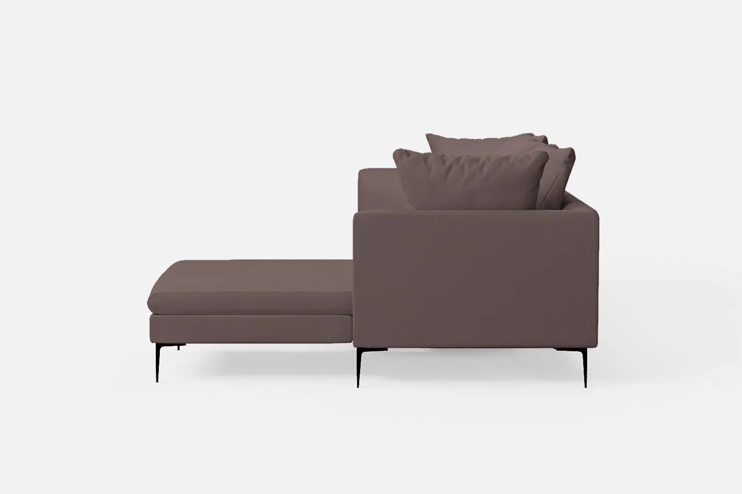 Aprilia 3 Seater Right Hand Facing Chaise Lounge Corner Sofa Rose Taupe Leather