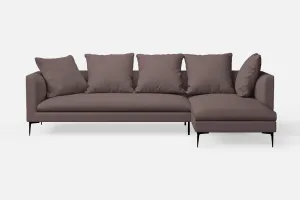 Aprilia 3 Seater Right Hand Facing Chaise Lounge Corner Sofa Rose Taupe Leather