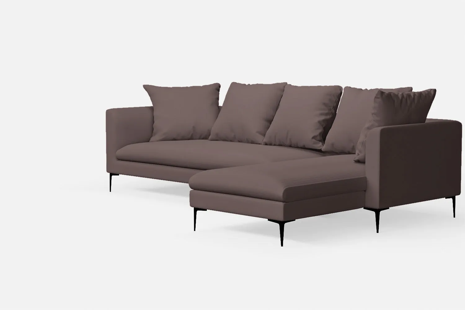 Aprilia 3 Seater Right Hand Facing Chaise Lounge Corner Sofa Rose Taupe Leather