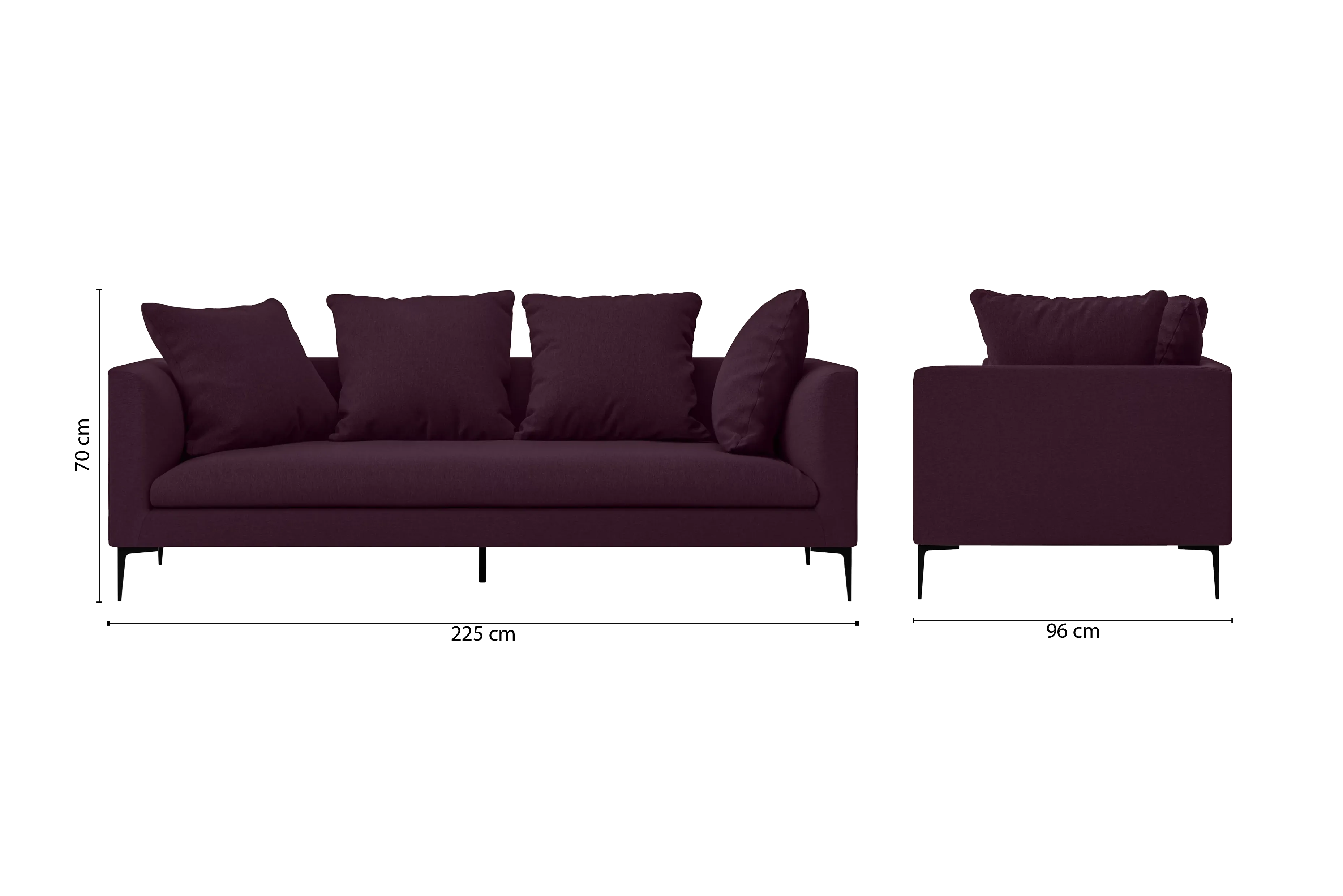 Aprilia 3 Seater Sofa Purple Linen Fabric