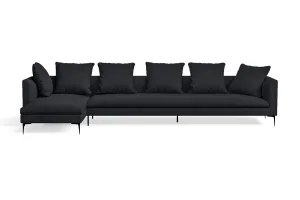 Aprilia 4 Seater Left Hand Facing Chaise Lounge Corner Sofa Dark Grey Velvet