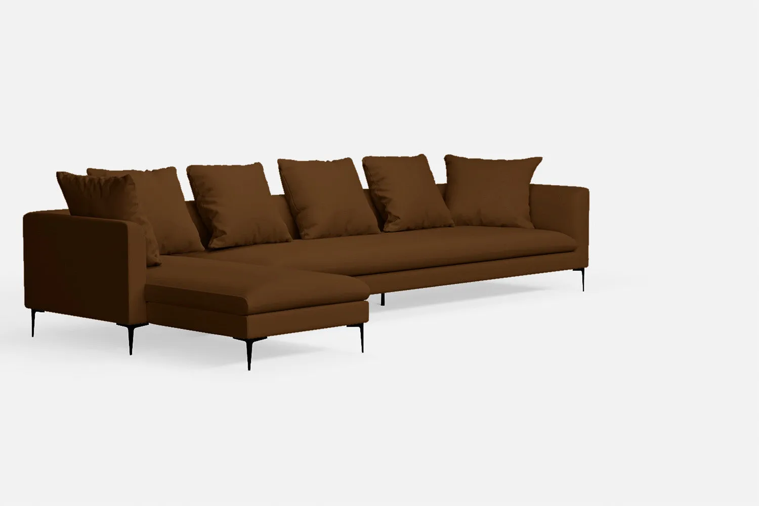 Aprilia 4 Seater Left Hand Facing Chaise Lounge Corner Sofa Walnut Brown Leather
