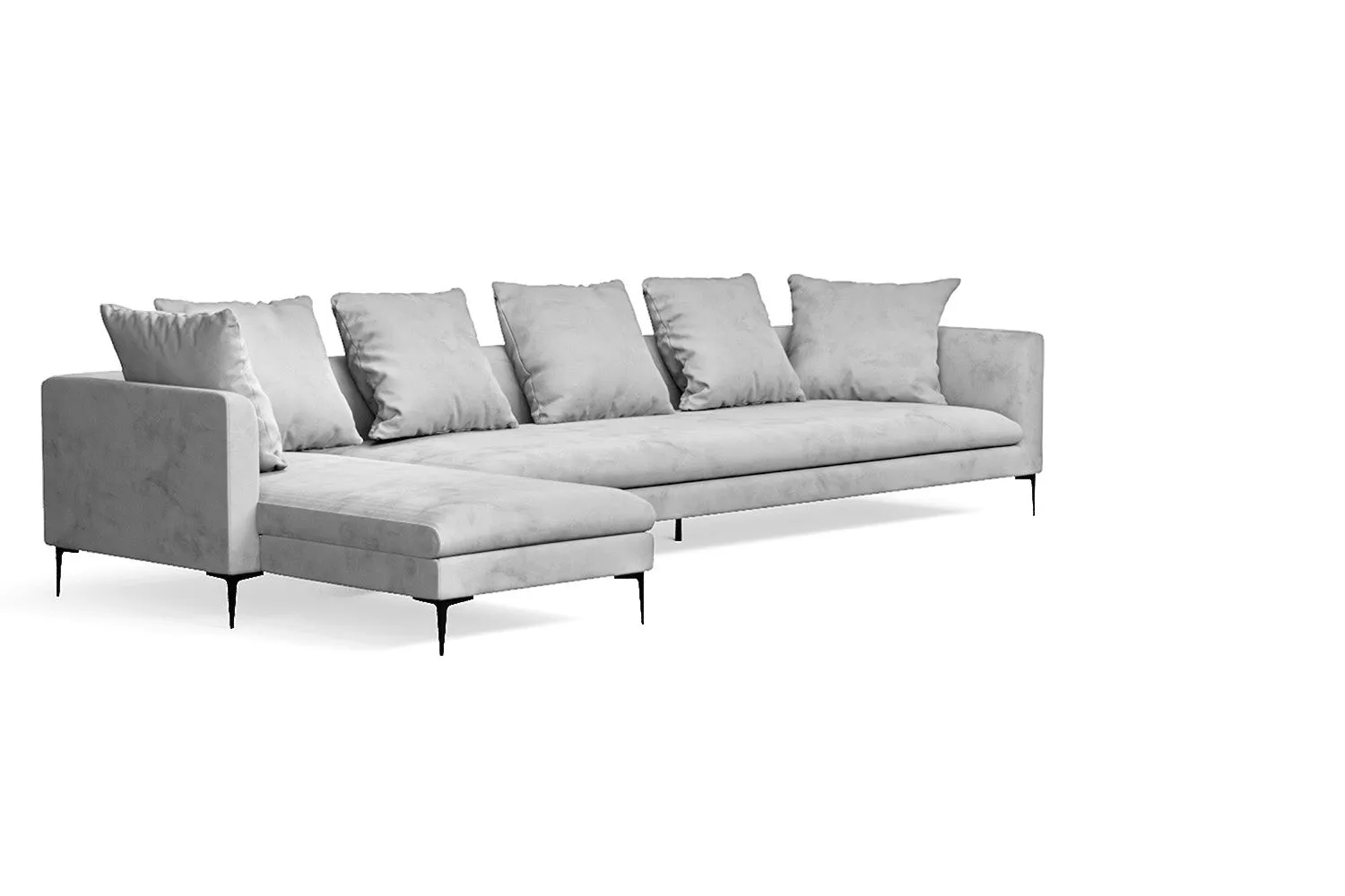 Aprilia 4 Seater Left Hand Facing Chaise Lounge Corner Sofa White Velvet