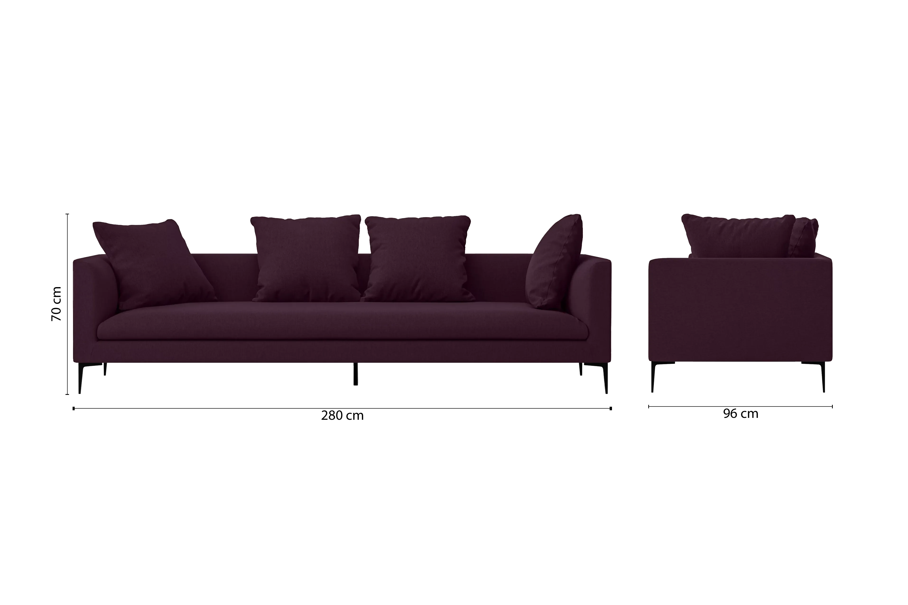 Aprilia 4 Seater Sofa Purple Linen Fabric