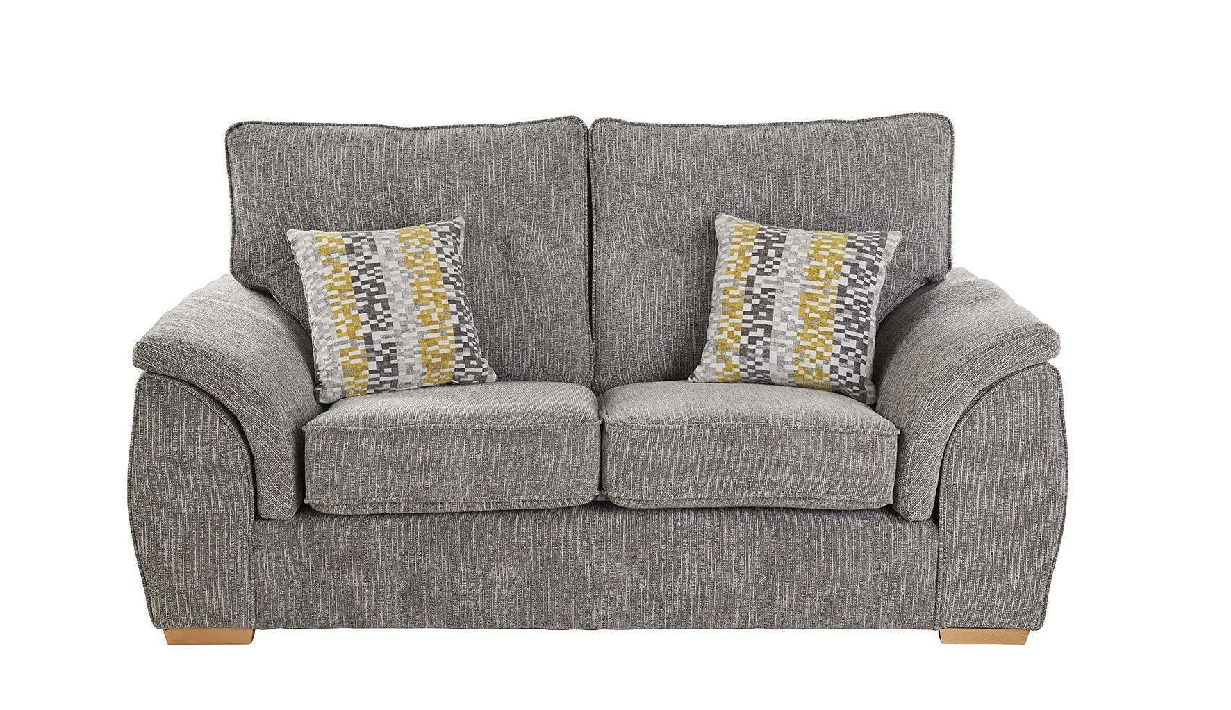 Ashley Empress Plain Grey /Tetris Mustard 2 Seater Sofa by Red Rose