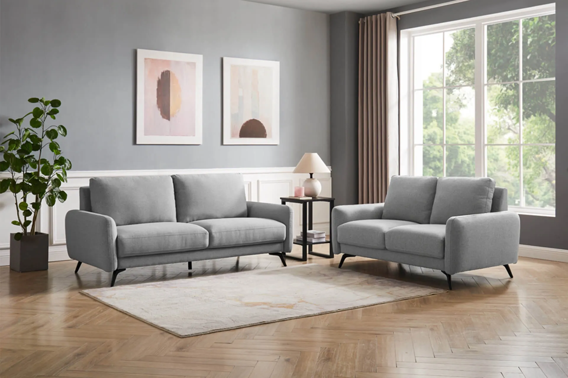 Barnaby Fixed 2 Seater Sofa Grey