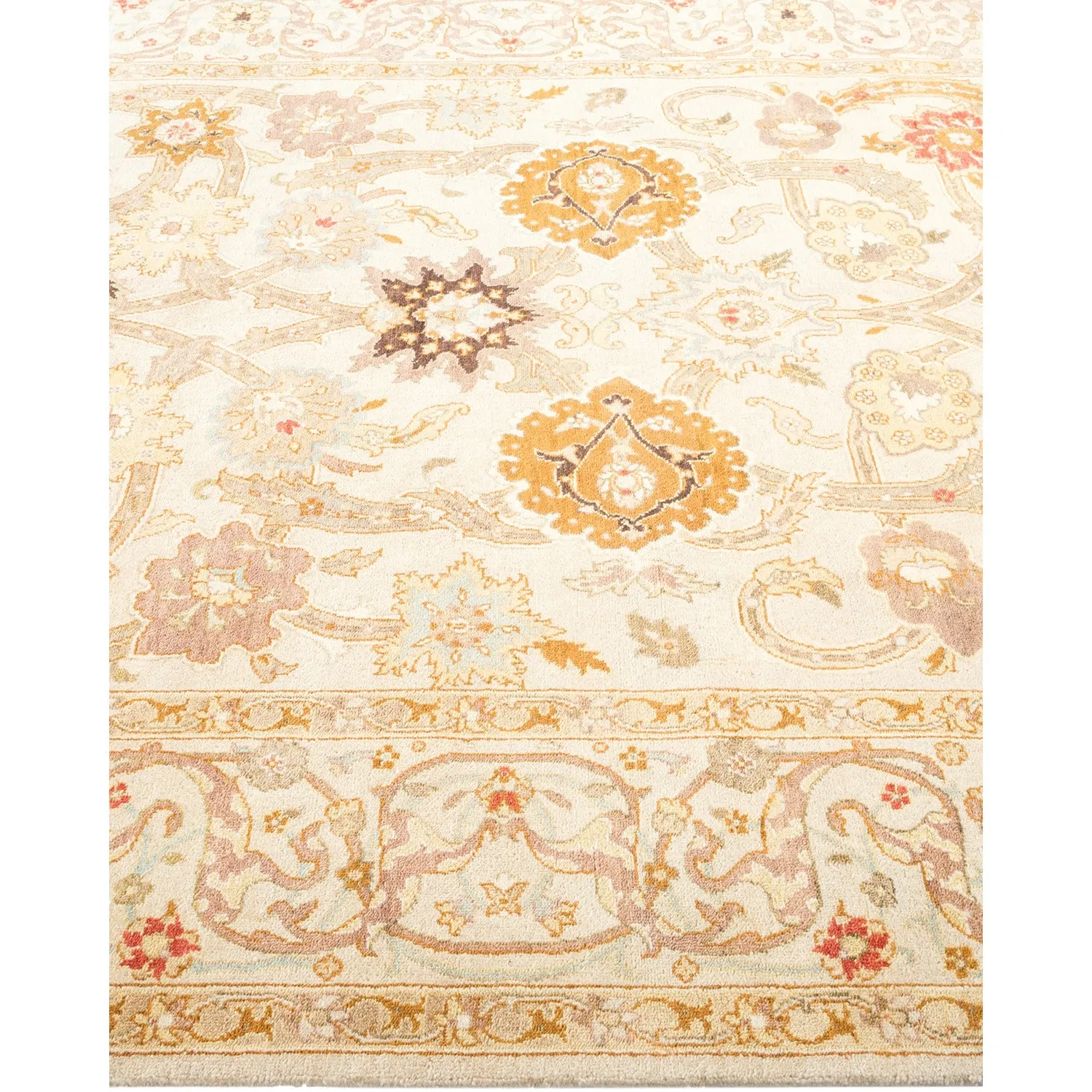 Beige Traditional Wool Rug - 6' x 8'10"