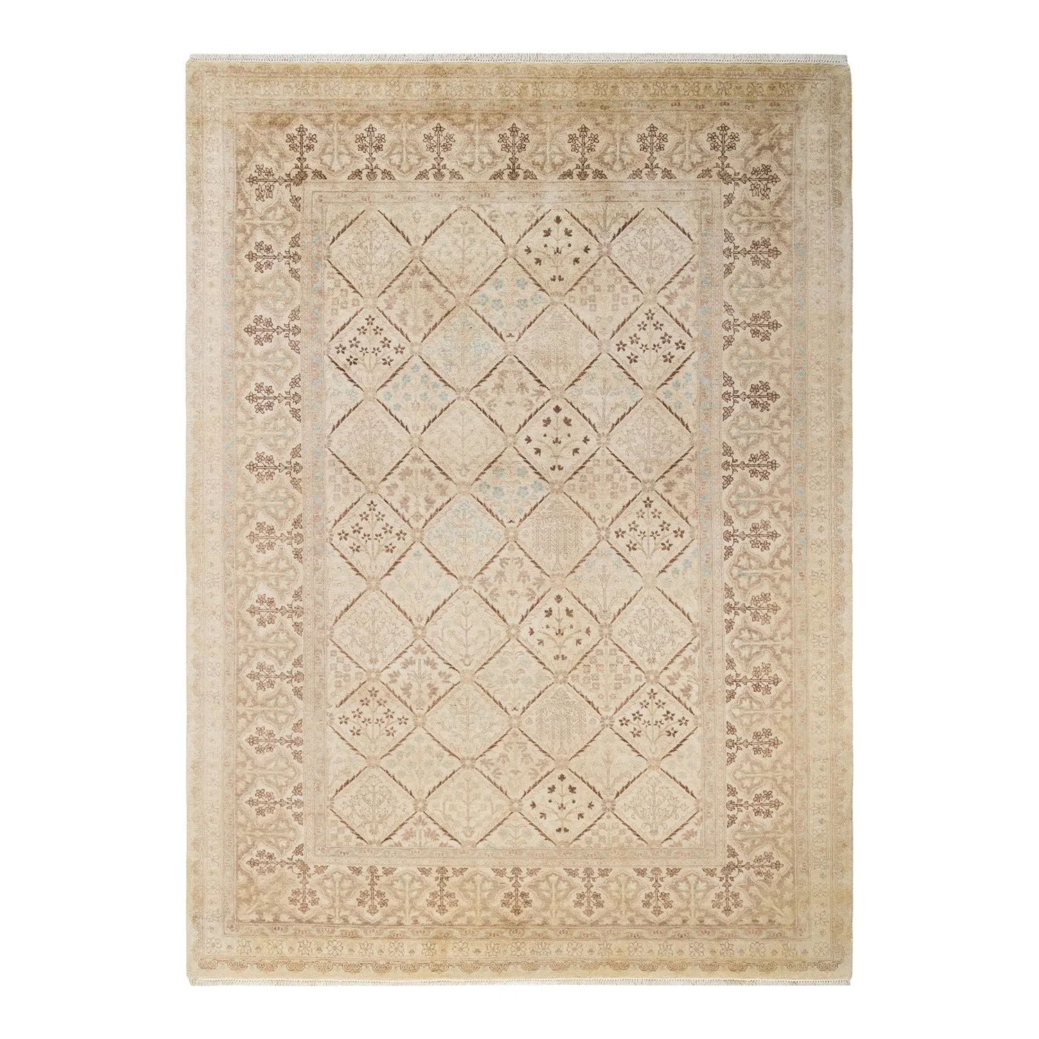 Beige Traditional Wool Rug - 6' x 8'3"