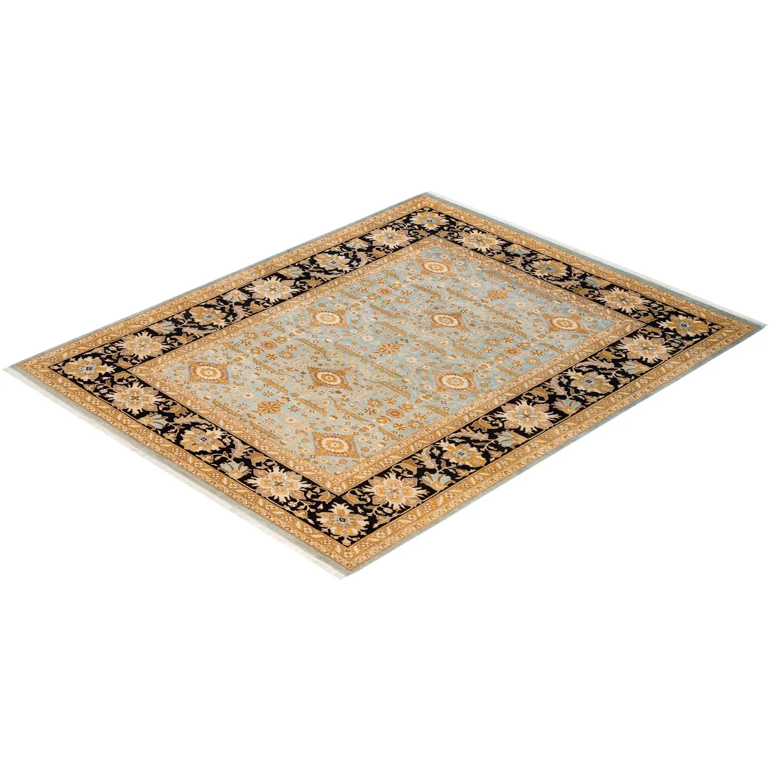Blue Traditional Wool Rug - 6' x 7'9"