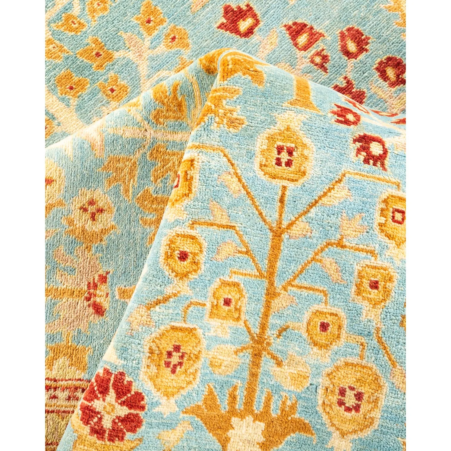 Blue Traditional Wool Rug - 6' x 9'