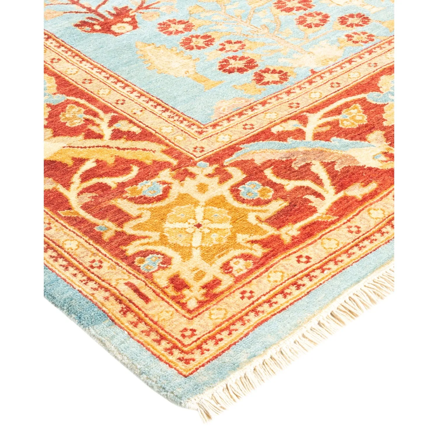 Blue Traditional Wool Rug - 6' x 9'