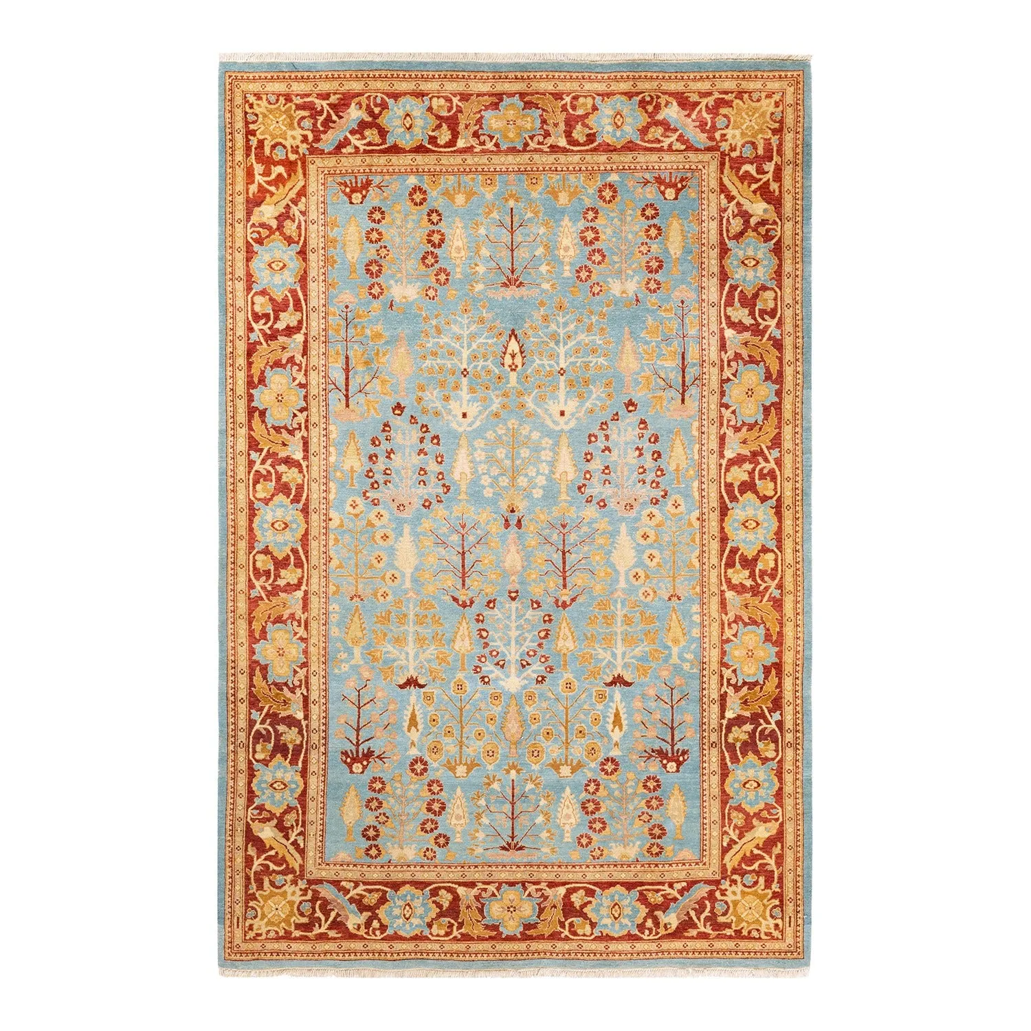 Blue Traditional Wool Rug - 6' x 9'