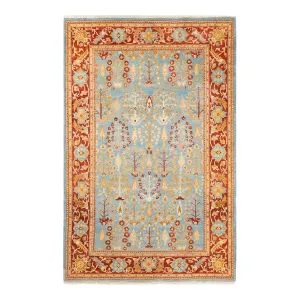 Blue Traditional Wool Rug - 6' x 9'