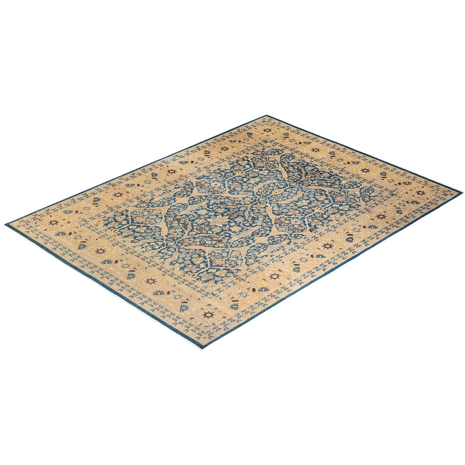 Blue Traditional Wool Rug - 9' x 11'10"