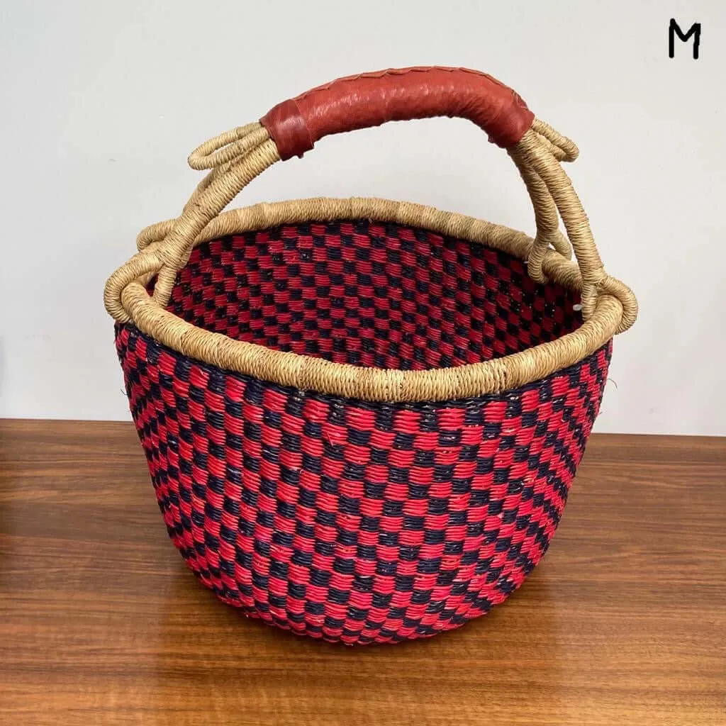Bolga Basket with leather handle