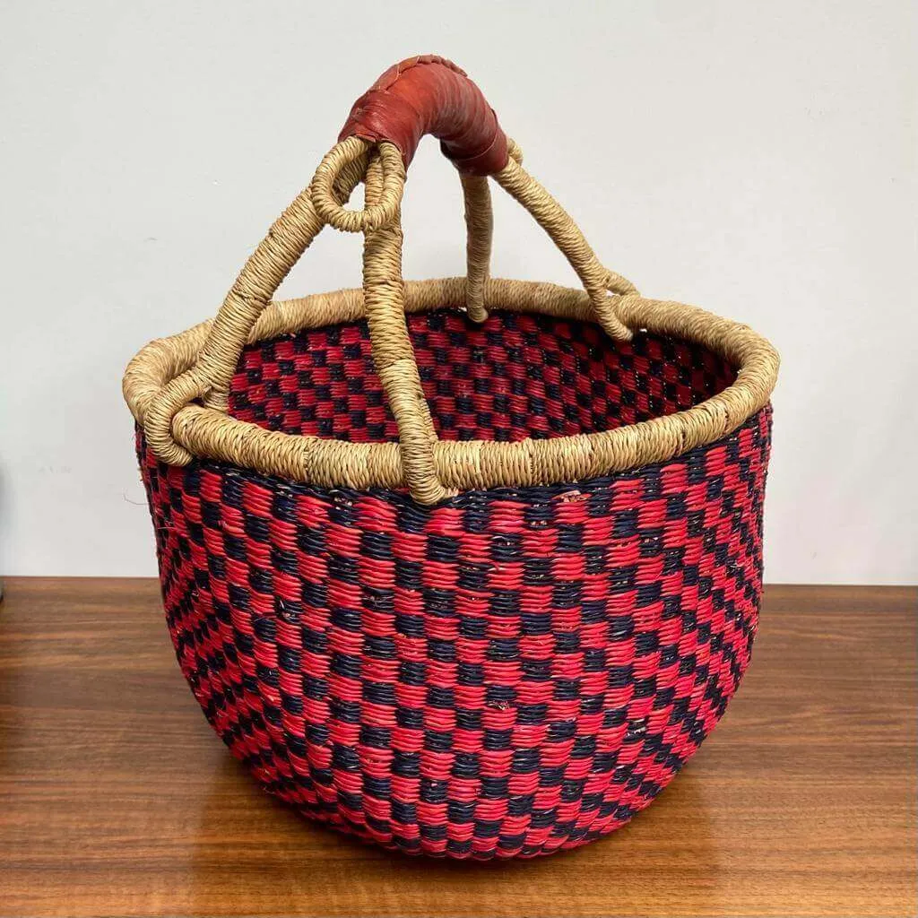 Bolga Basket with leather handle