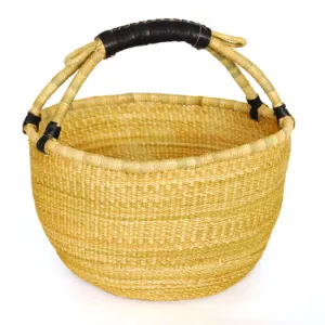 Bolga Basket with leather handle