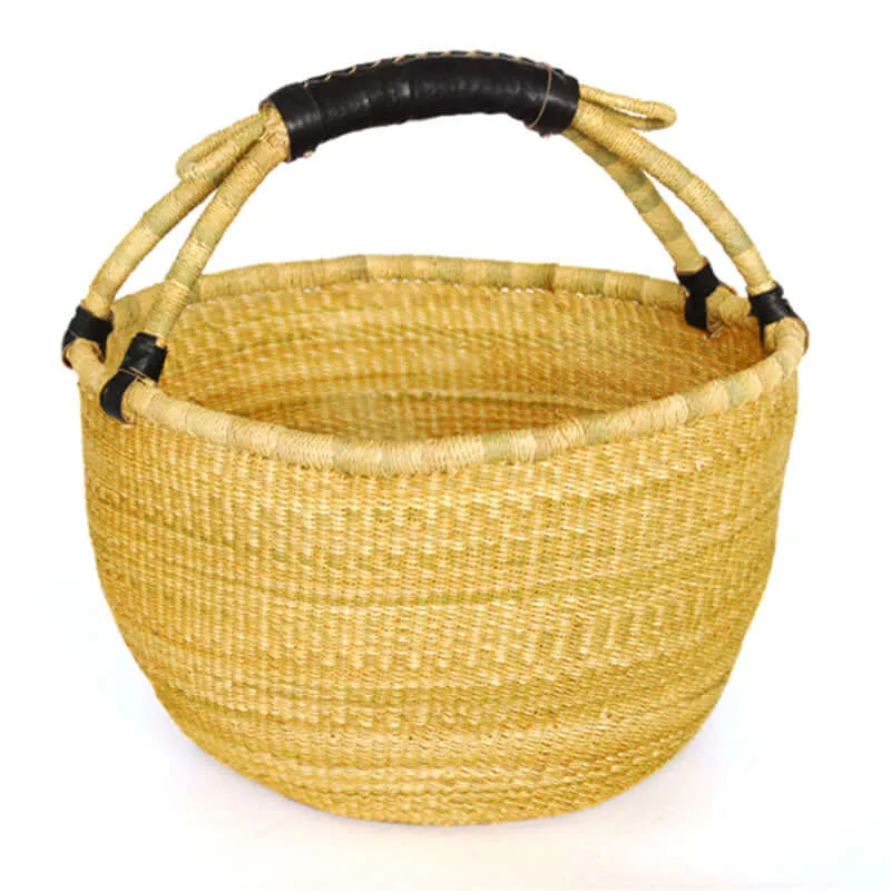Bolga Basket with leather handle