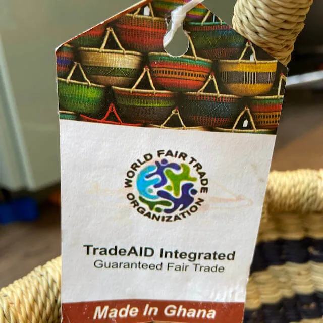 Bolga Basket with leather handle