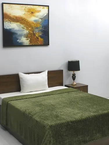 Bombay Dyeing 290 GSM 100% Polyester Olive Fidilis Jacquard Single AC Blanket,Travel Blanket & Camping.