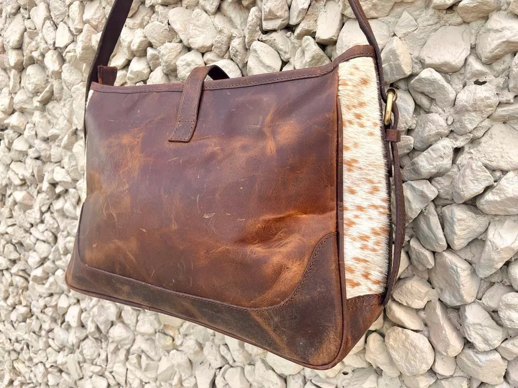 Brown Peppered Vintage Cowhide Purse
