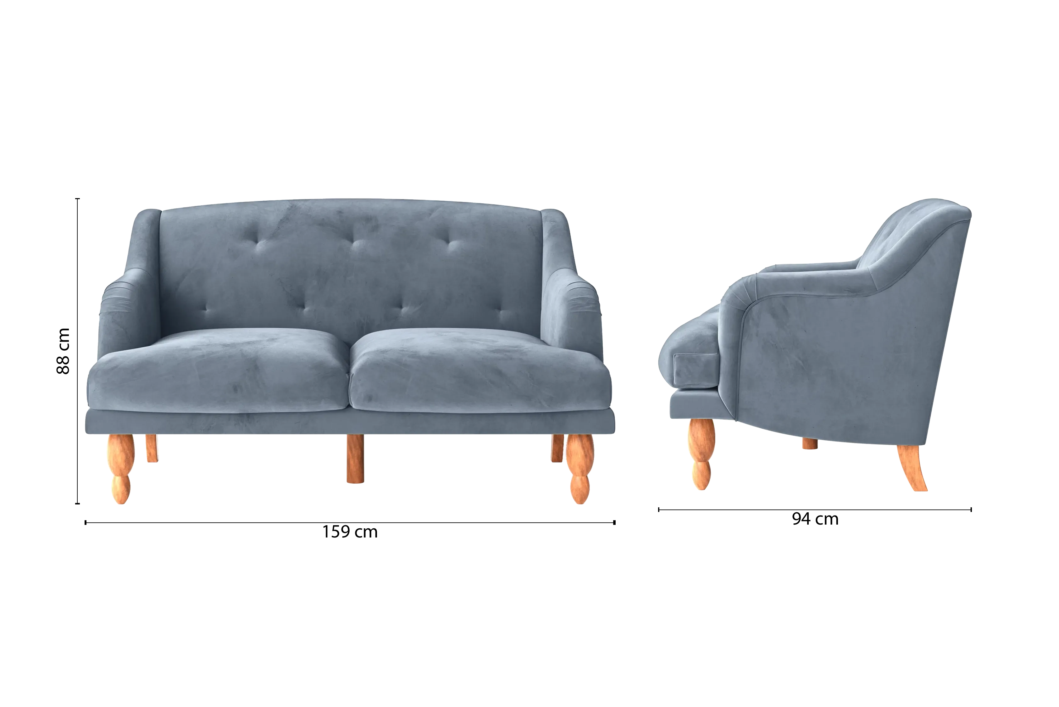 Burlington 2 Seater Sofa Baby Blue Velvet