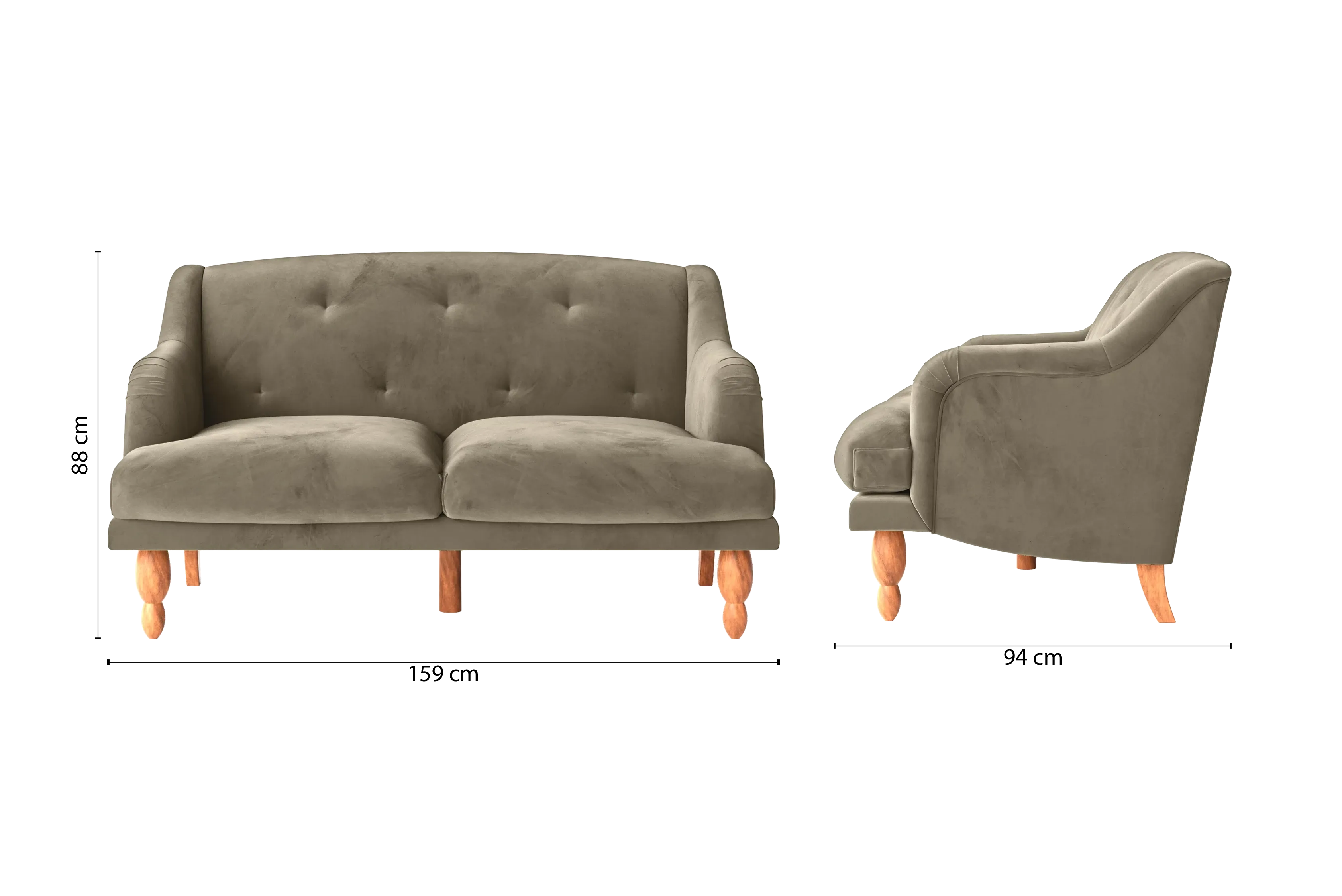 Burlington 2 Seater Sofa Sand Velvet