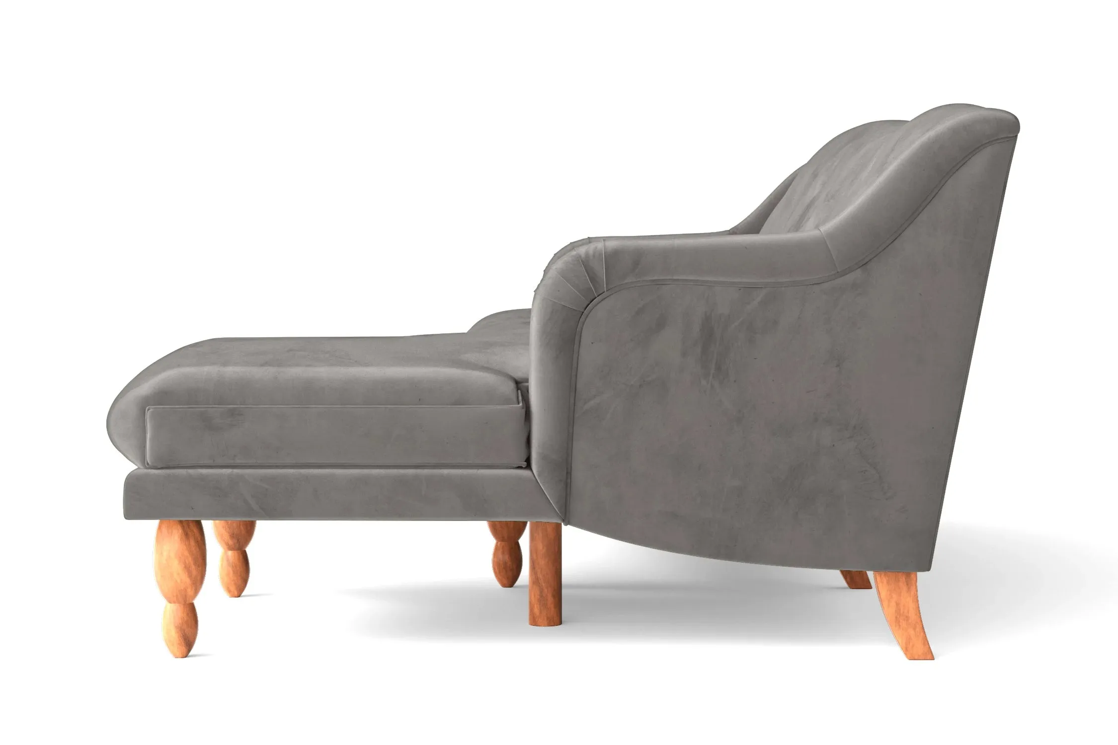 Burlington 3 Seater Right Hand Facing Chaise Lounge Corner Sofa Grey Velvet