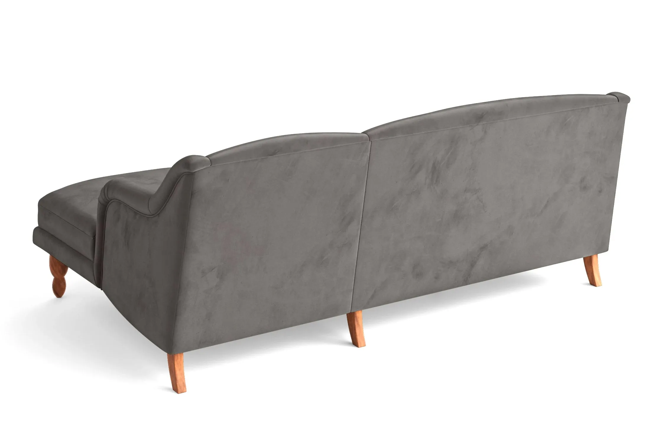 Burlington 3 Seater Right Hand Facing Chaise Lounge Corner Sofa Grey Velvet