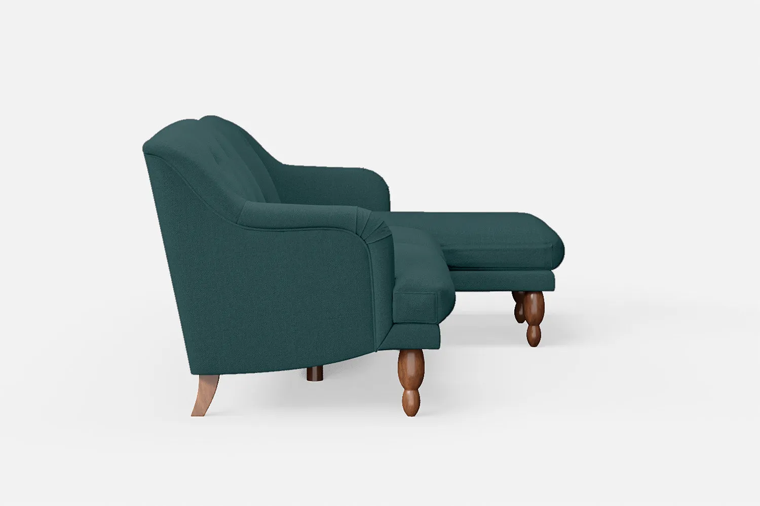Burlington 3 Seater Right Hand Facing Chaise Lounge Corner Sofa Teal Linen Fabric