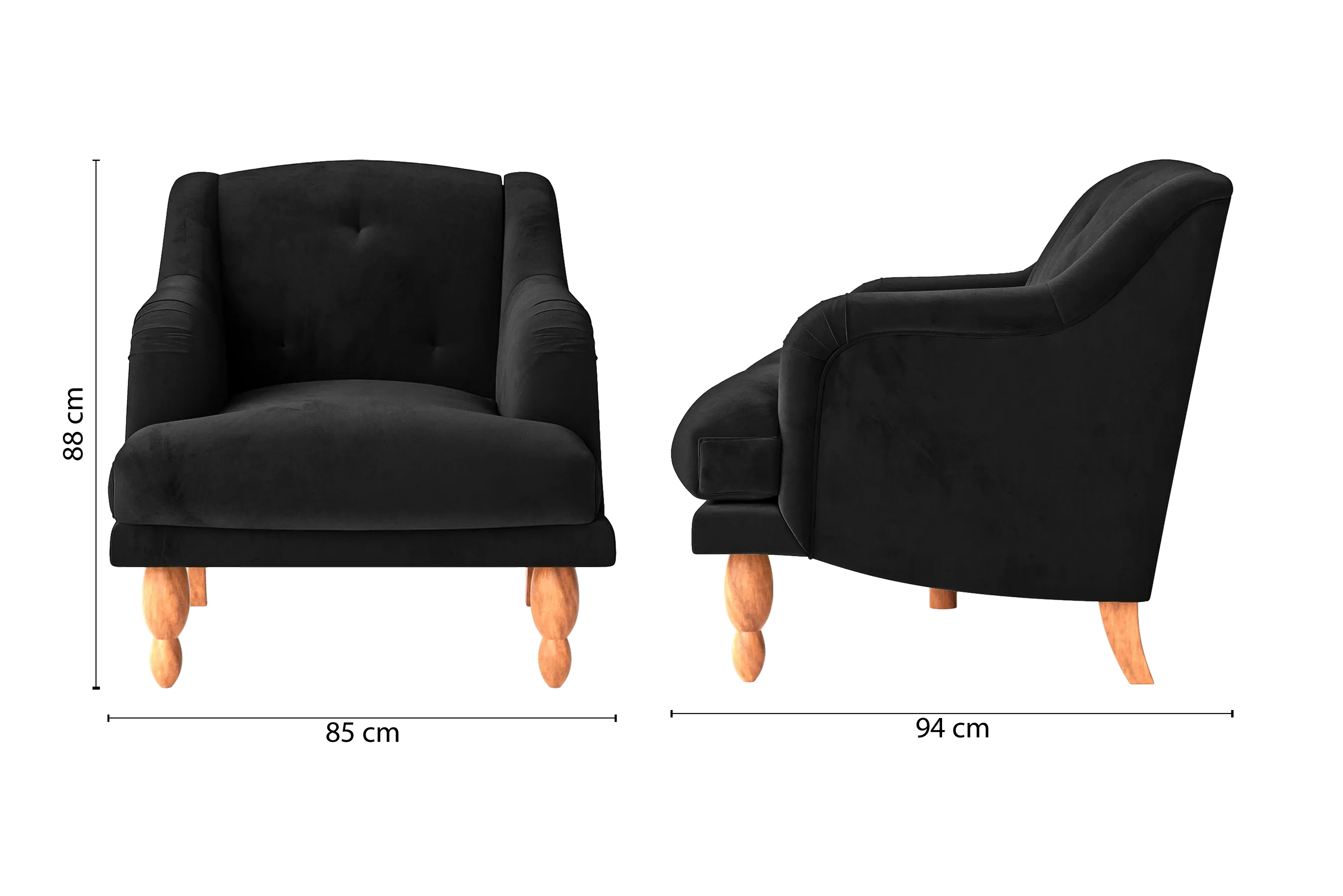 Burlington Armchair Black Velvet