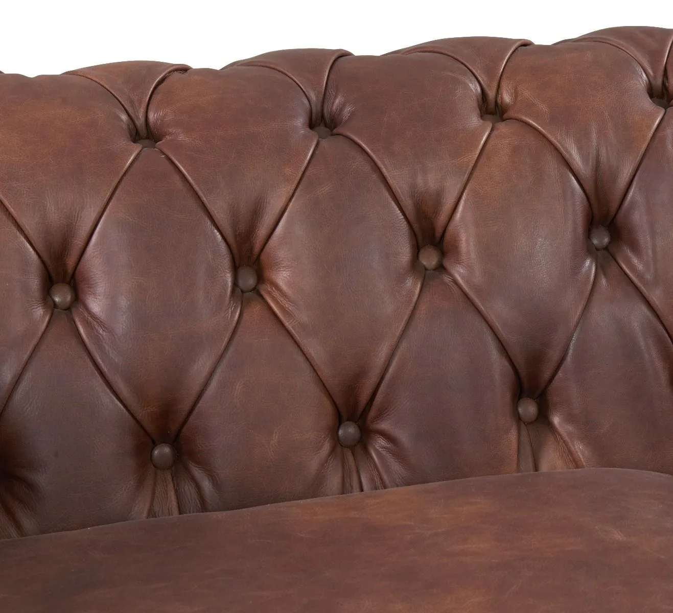 Chesterfield 2 Seater Brown Leather