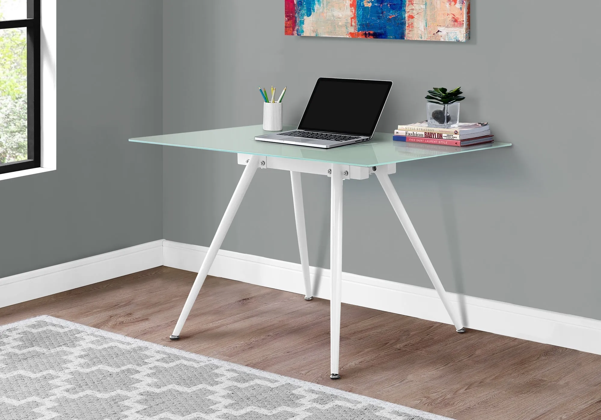 Computer Desk - 28"X 48" / White / 8Mm Tempered Glass