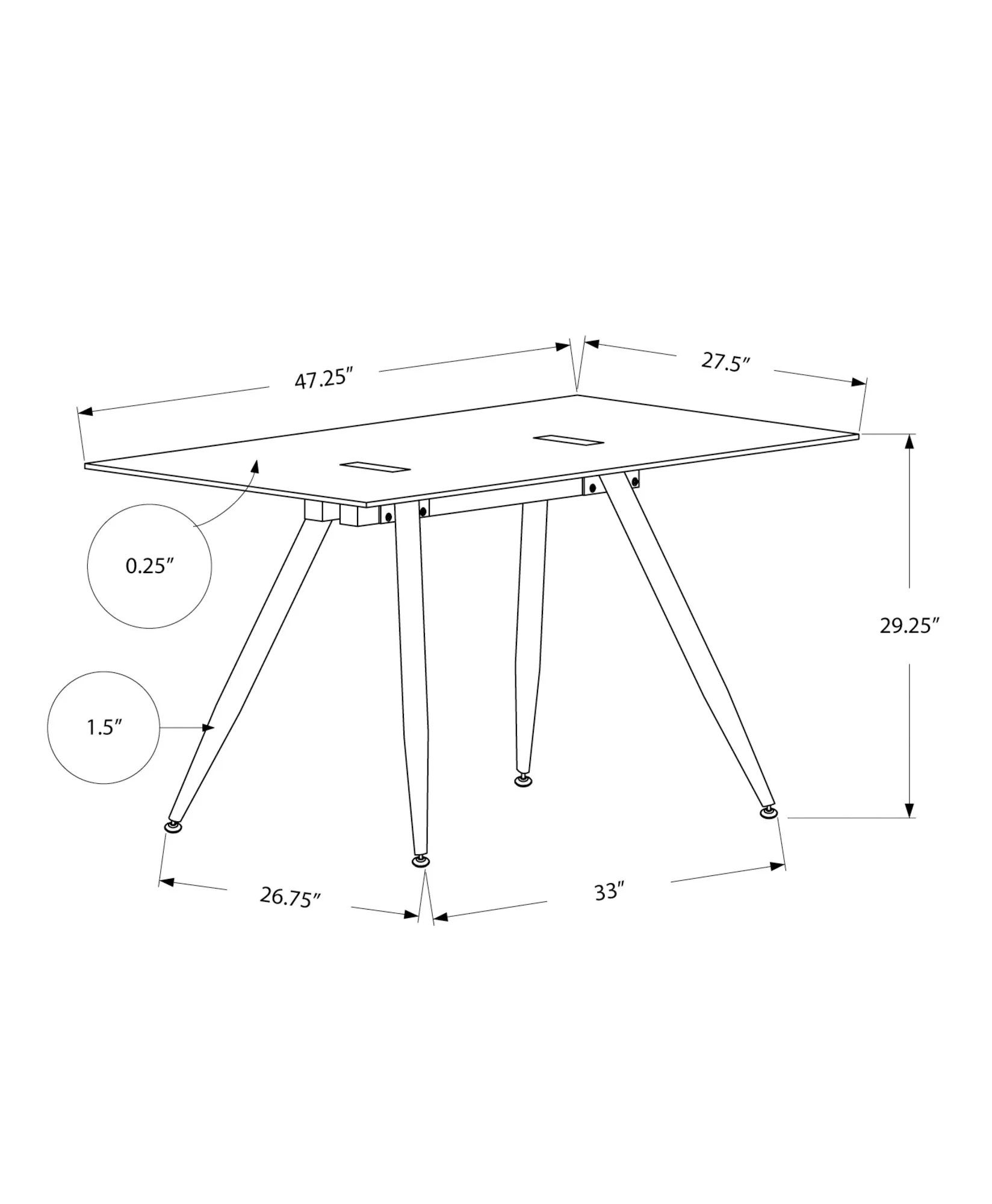 Computer Desk - 28"X 48" / White / 8Mm Tempered Glass